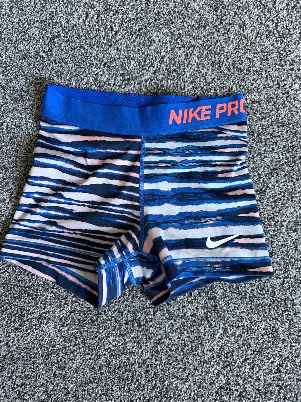 Nike Pro Blue & Orange Striped Athletic Shorts size XS